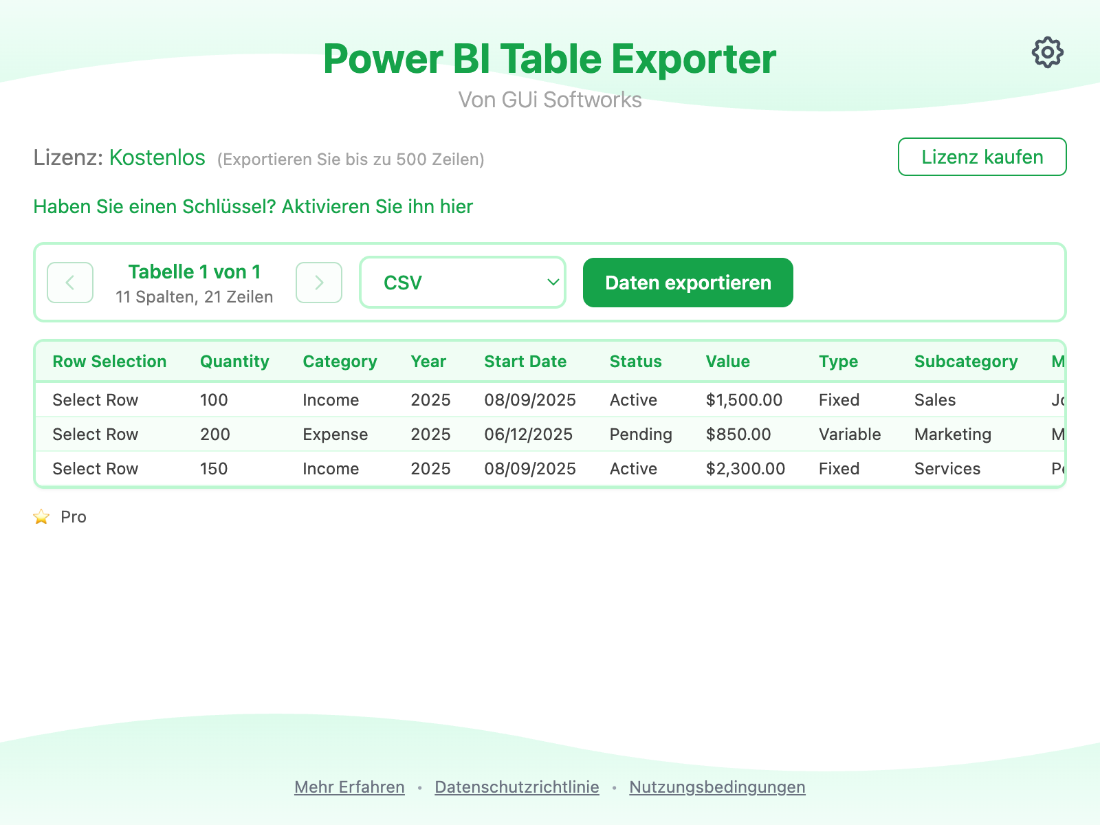 Screenshot des Erweiterungs-Popups