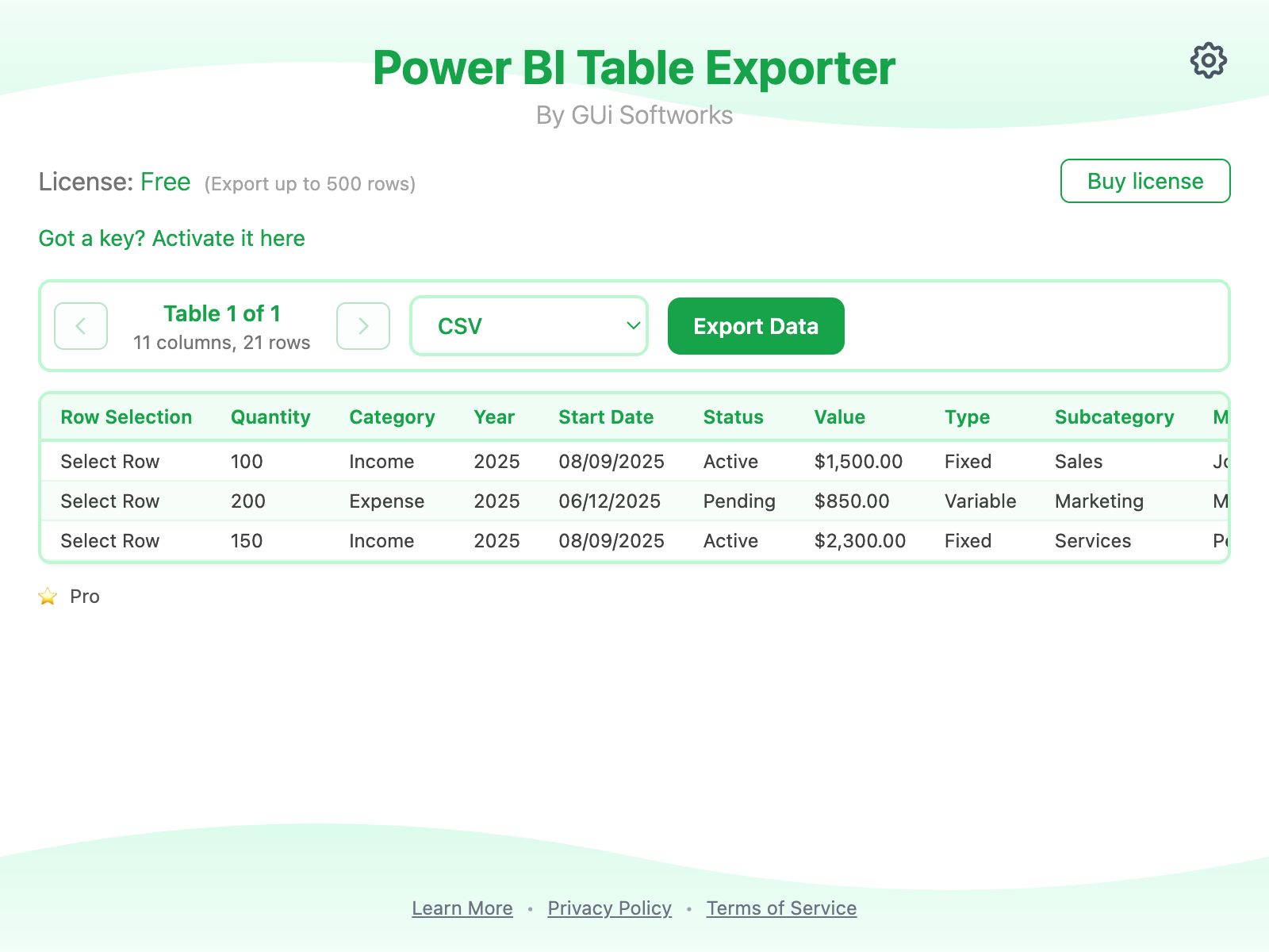 Extension popup screenshot